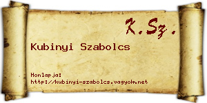 Kubinyi Szabolcs névjegykártya
